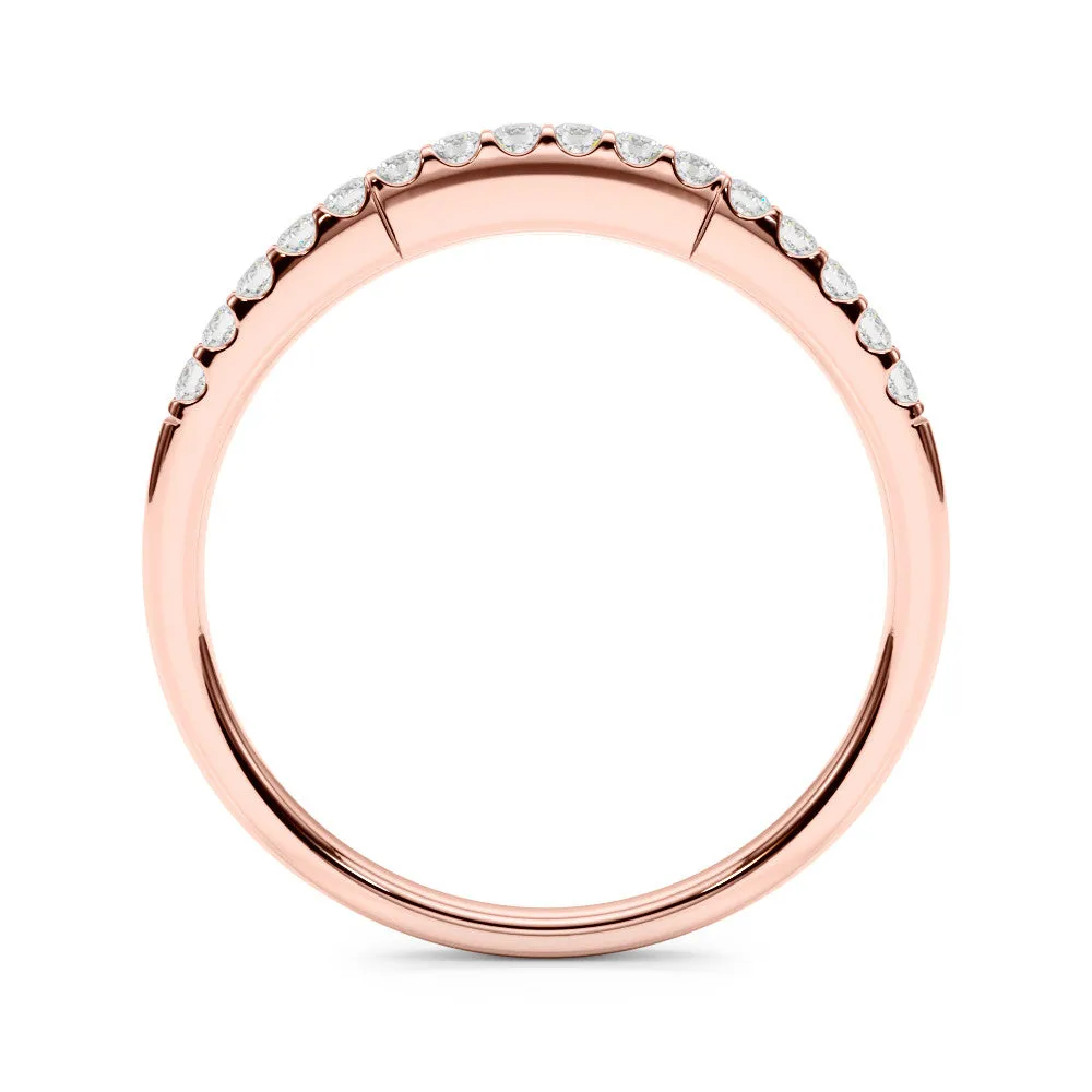 Round Diamond Pavé Half-Eternity Band with Shared Prong Setting Rose gold