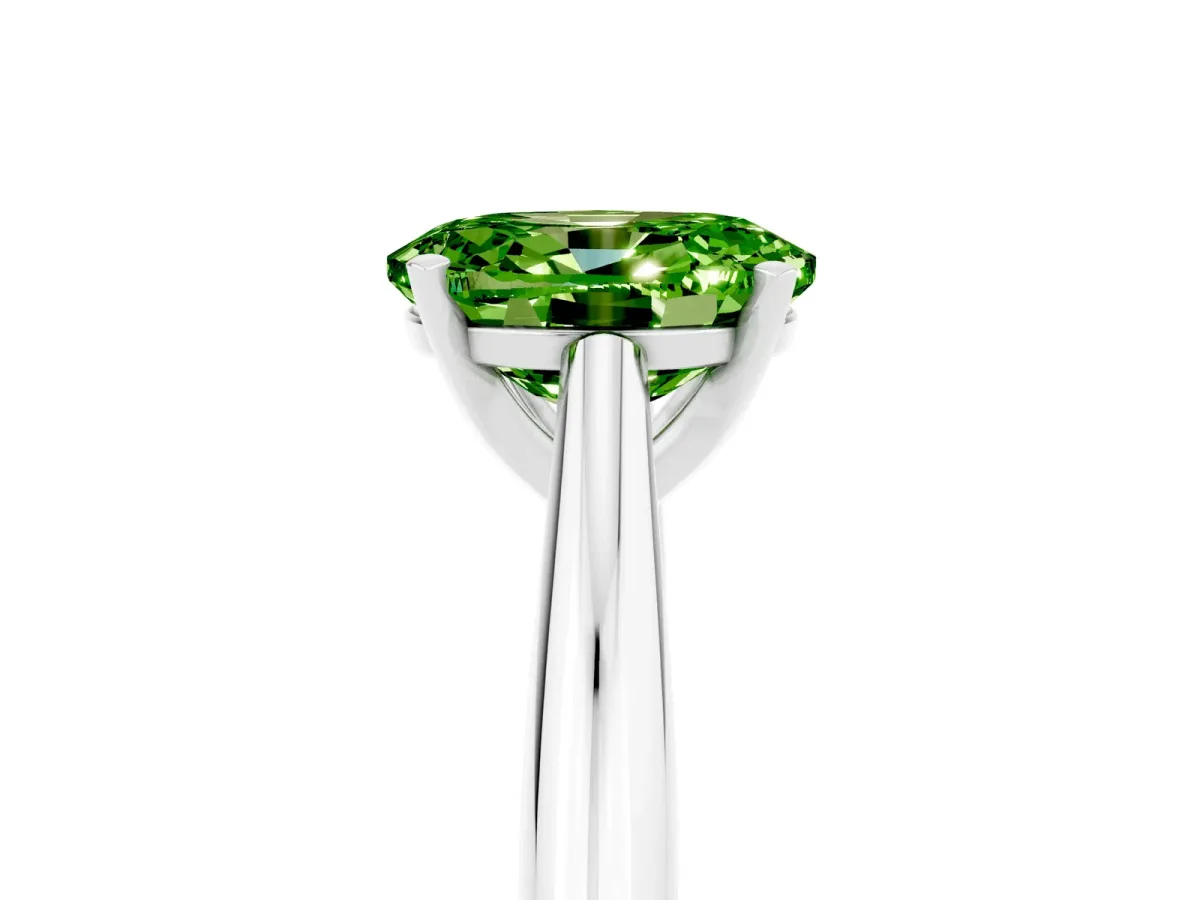 Oval Cut Peridot Solitaire Engagement Ring with Cathedral Setting and Four-Prong Mount White gold
