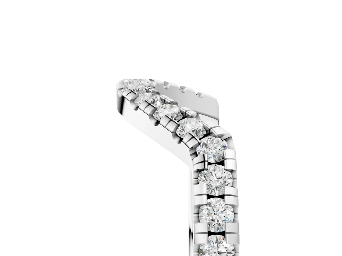 Diamond Curved Pavé Round Stone Contour Band Platinum