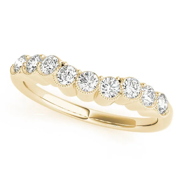 Bezel-Set Round Diamond Half Eternity Band Yellow gold