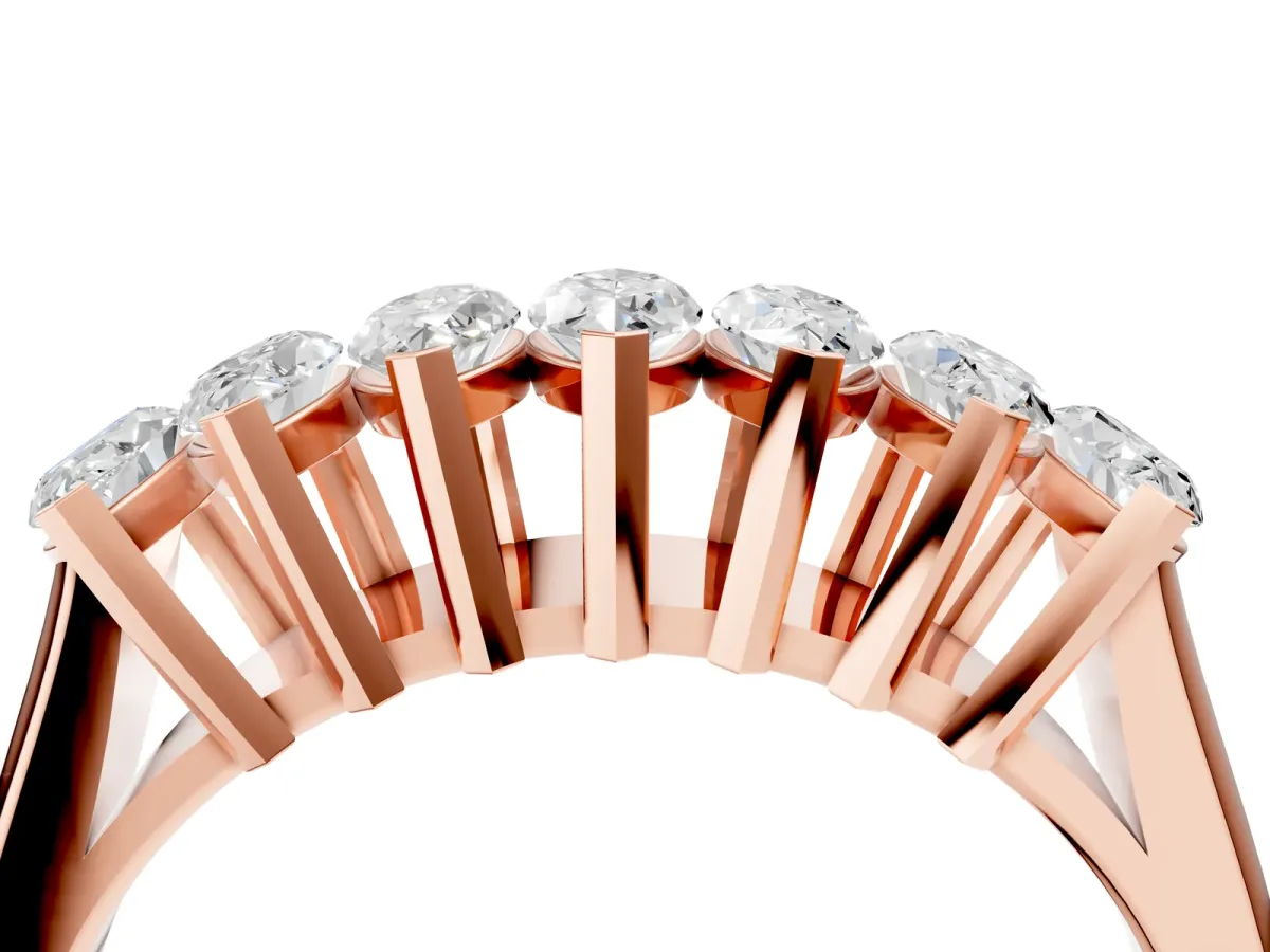 Marquise Diamond Prong Set White Gold Curved Band Rose gold
