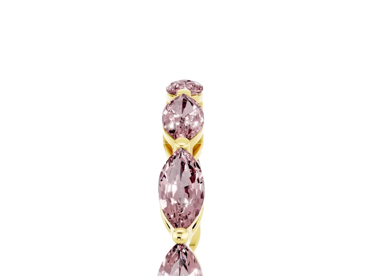 Marquise Morganite Eternity Band with U-Prong Setting Yellow gold