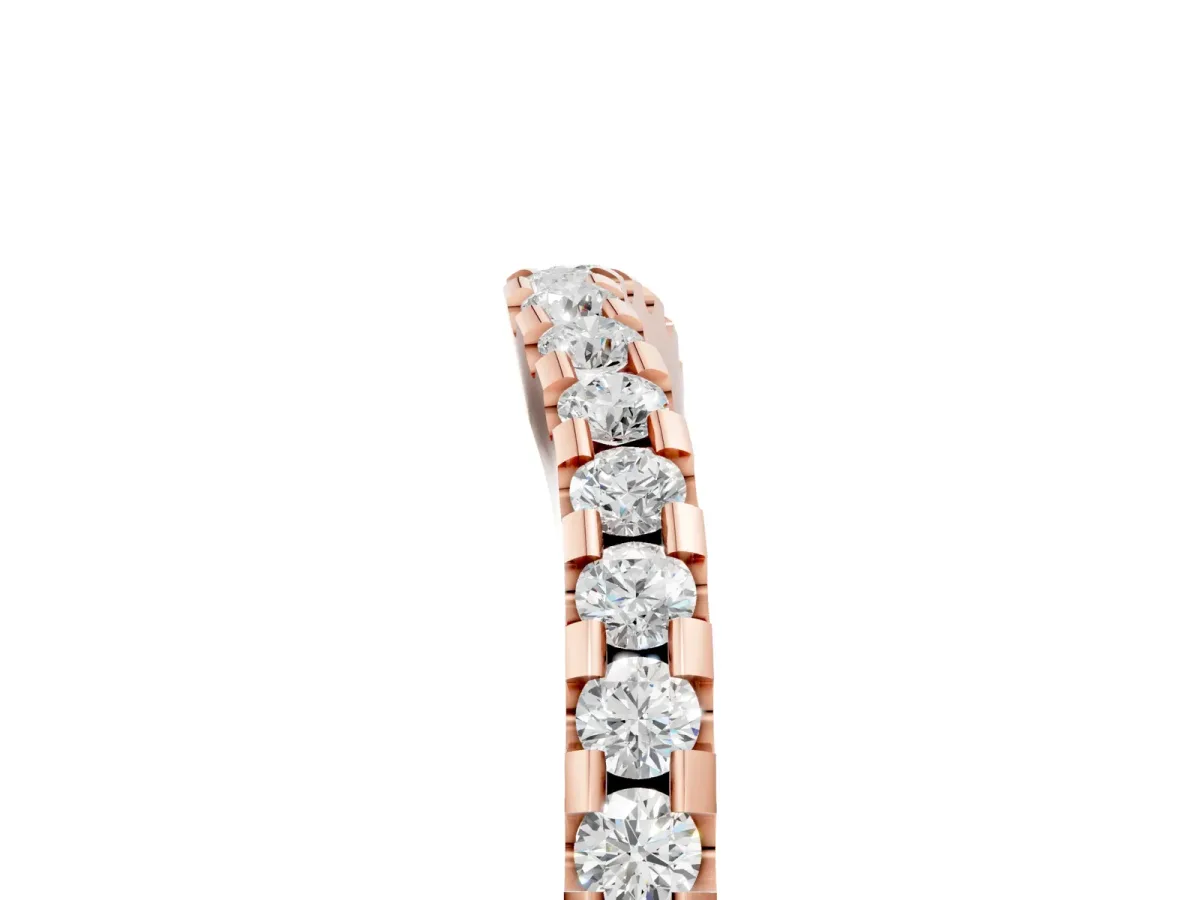 Pavé Round Diamond Curved Wedding Band Rose gold