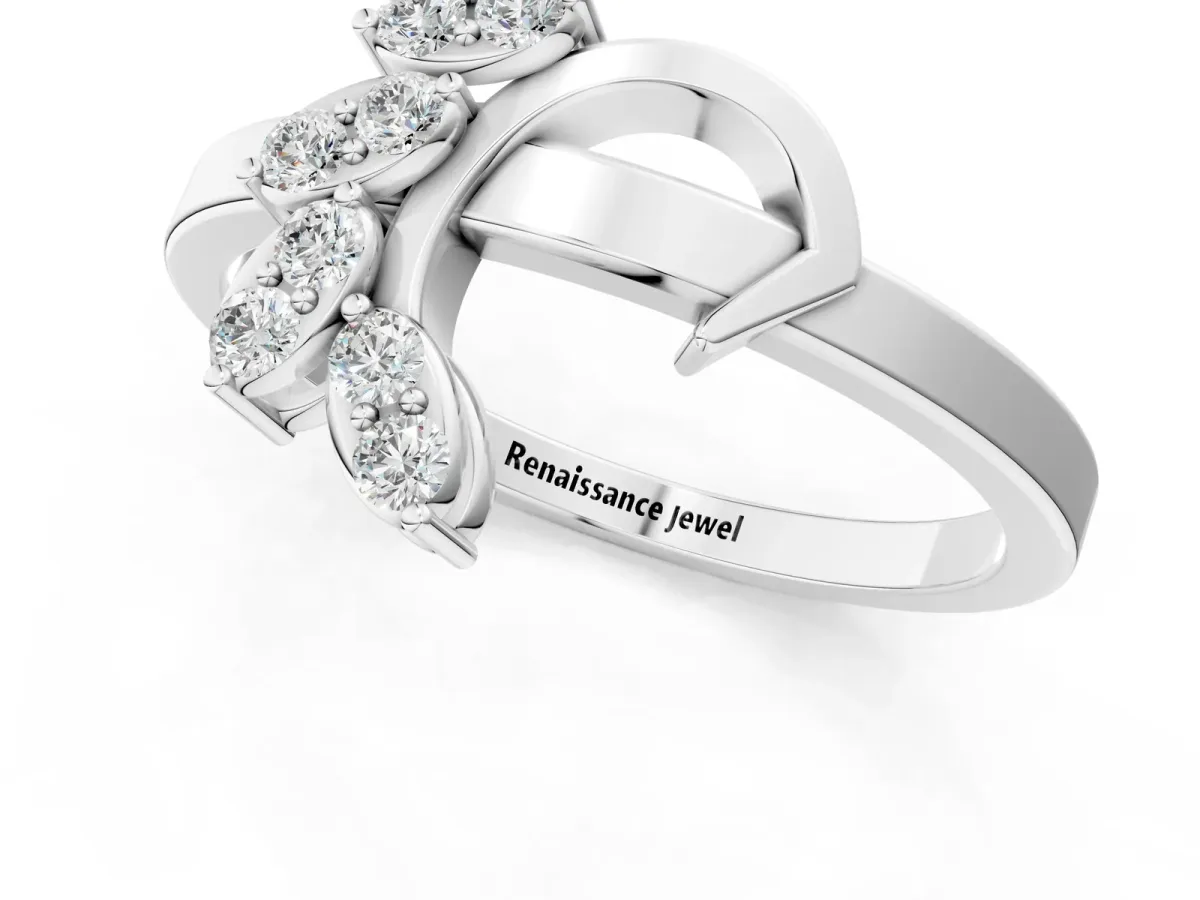 Marquise Diamond Cluster Bypass Ring with Prong Setting Platinum