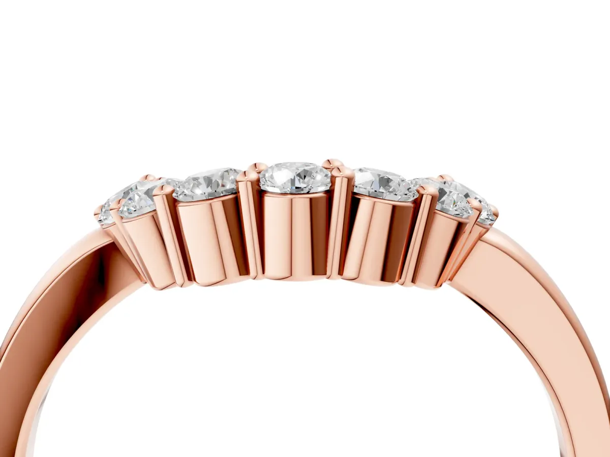 Curved Round Diamond Pave Band with Prong Setting Rose gold