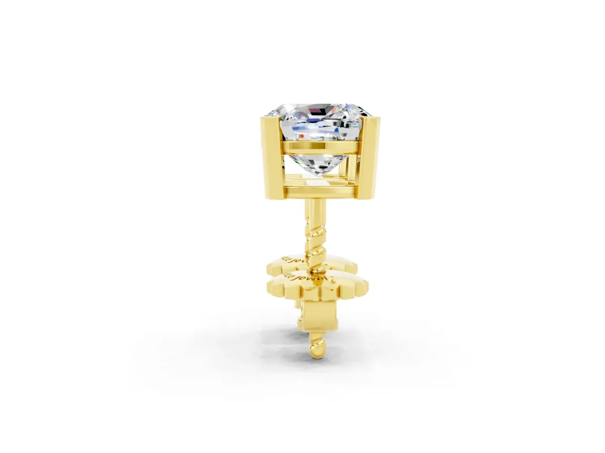 Cushion Cut Moissanite Stud Earrings Yellow gold
