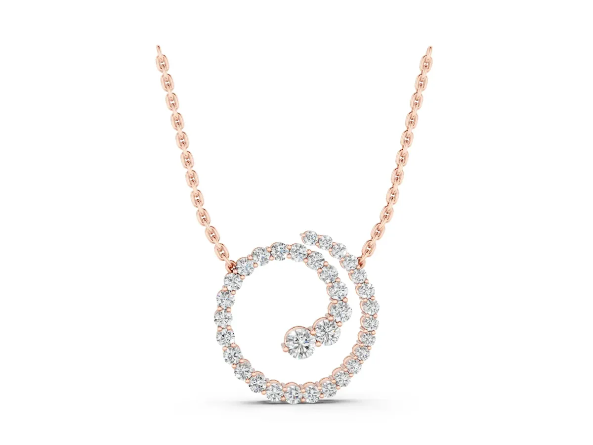 Round Diamond Spiral Pendant with Prong Setting Rose gold