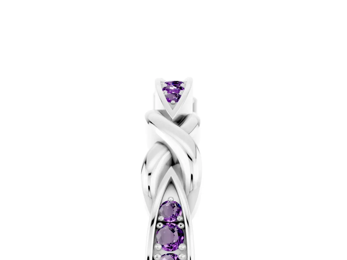 Twisted Marquise Amethyst Pavé Band with Shared Prong Setting White gold