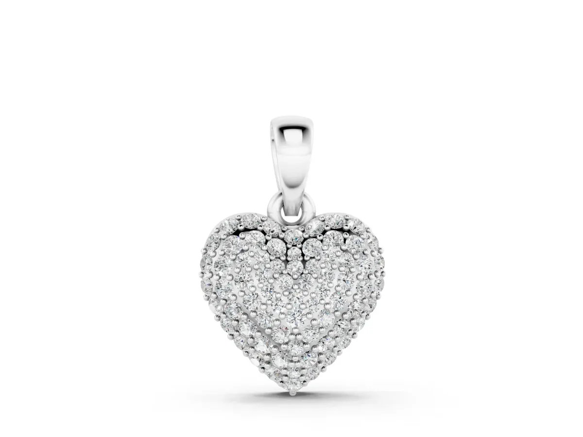 Heart Diamond Pendant with Pavé Setting White gold