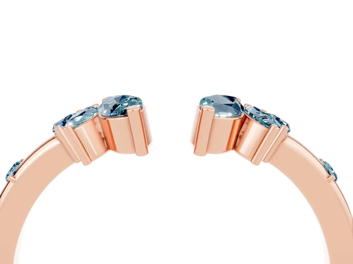 Open Marquise Cluster Aquamarine Band with Prong Setting Rose gold