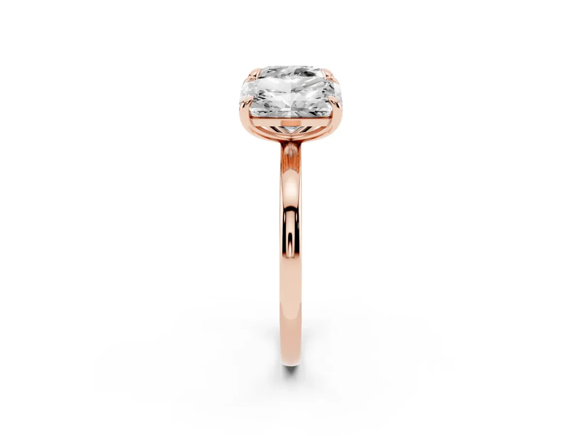 Cushion and Radiant Toi Moi Ring with Prong Setting and Plain Band Rose gold