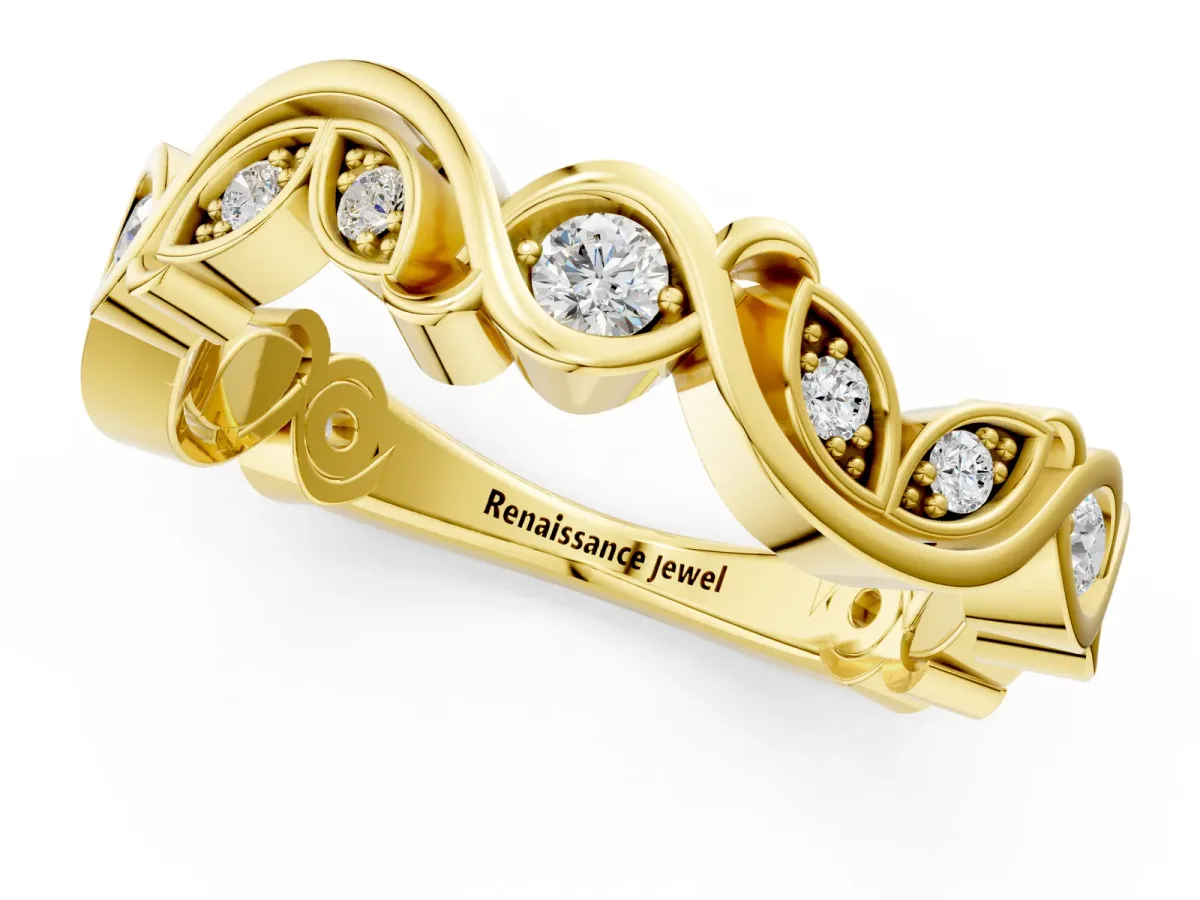 Marquise and Round Diamond Infinity Eternity Band with Bezel Setting Yellow gold