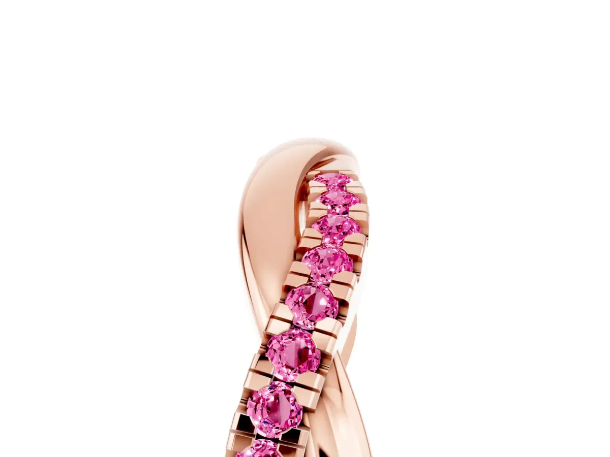 Round Pink Sapphire Twisted Infinity Band with Prong Setting Rose gold