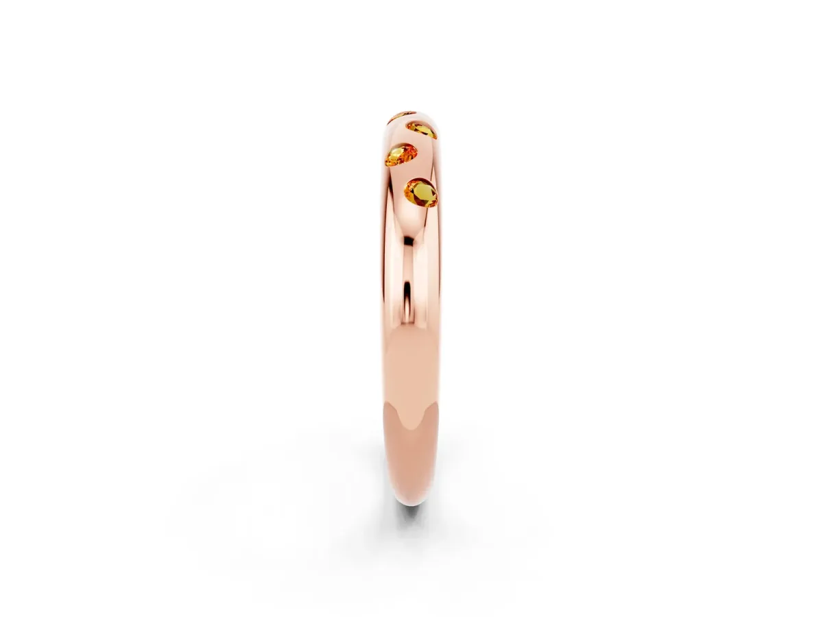 Round Citrine Flush-Set Comfort Fit Band Rose gold