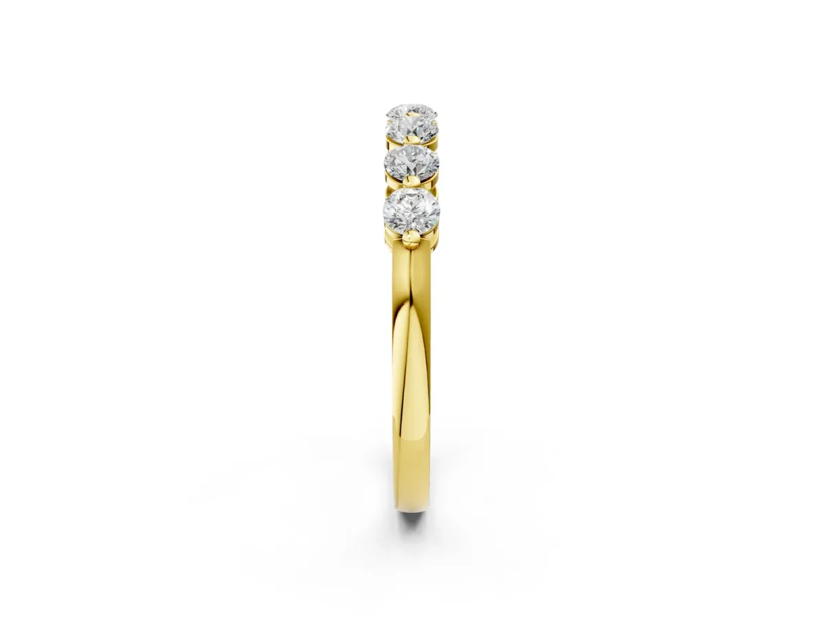 Round Cut Diamond Prong Set Half Eternity Band Yellow gold