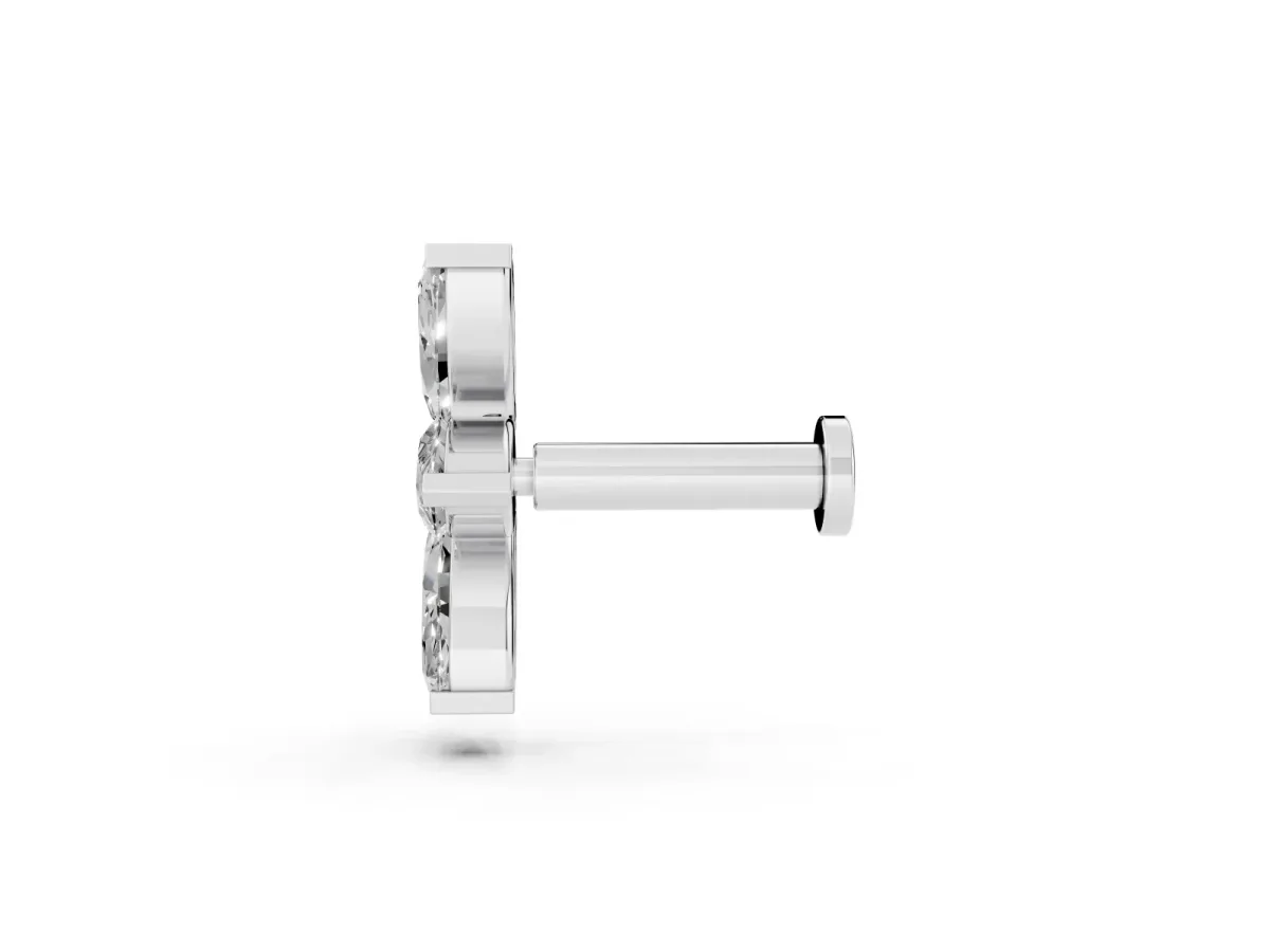Marquise Diamond Trio Flatback Earring Platinum