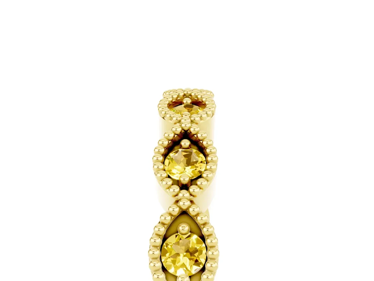 Milgrain Marquise Yellow Sapphire Half Eternity Band with Bezel Setting Yellow gold