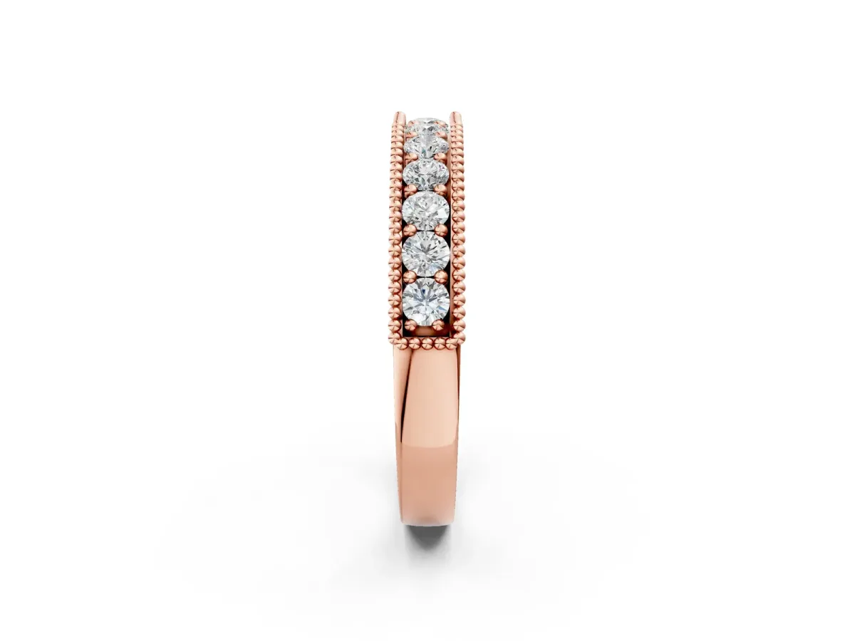 Milgrain Round Diamond Pavé Chevron Band Rose gold