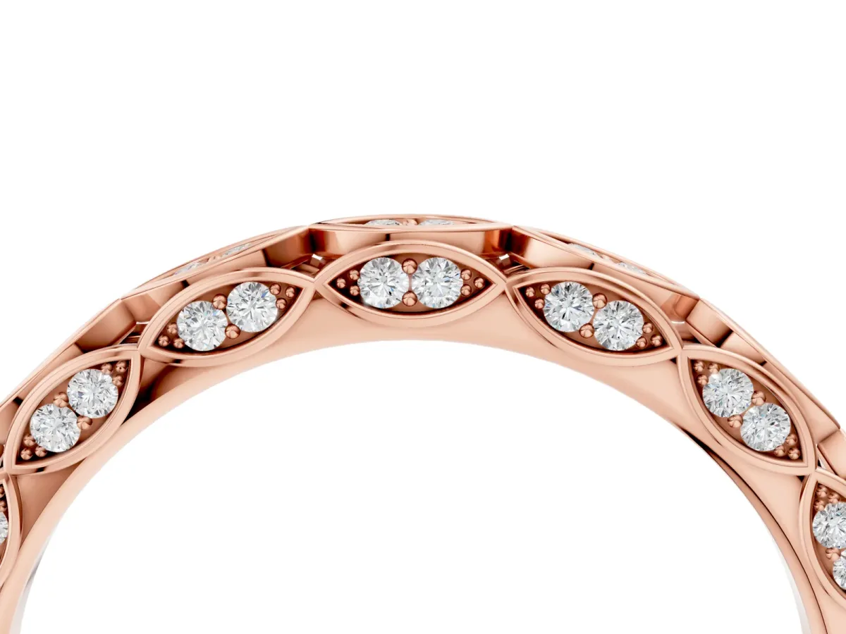 Marquise Diamond Eternity Band with Pavé and Bezel Setting Rose gold