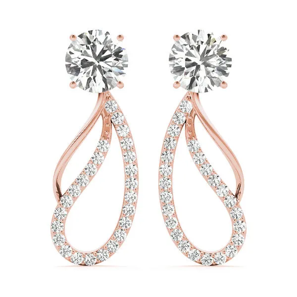 Round Cut Prong Set Diamond Infinity Drop Earrings Rose gold