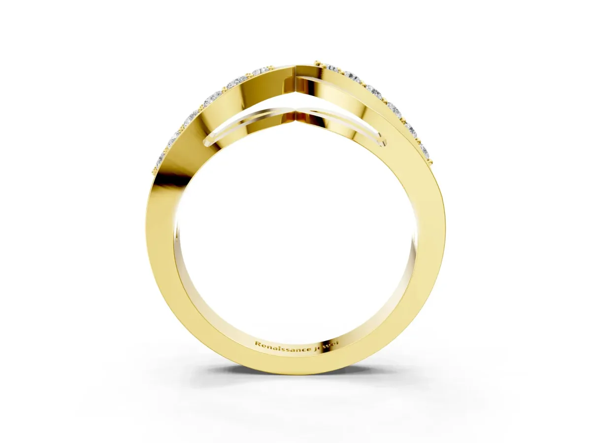 Twist Pave Round Diamond Infinity Band with Channel Setting Yellow gold