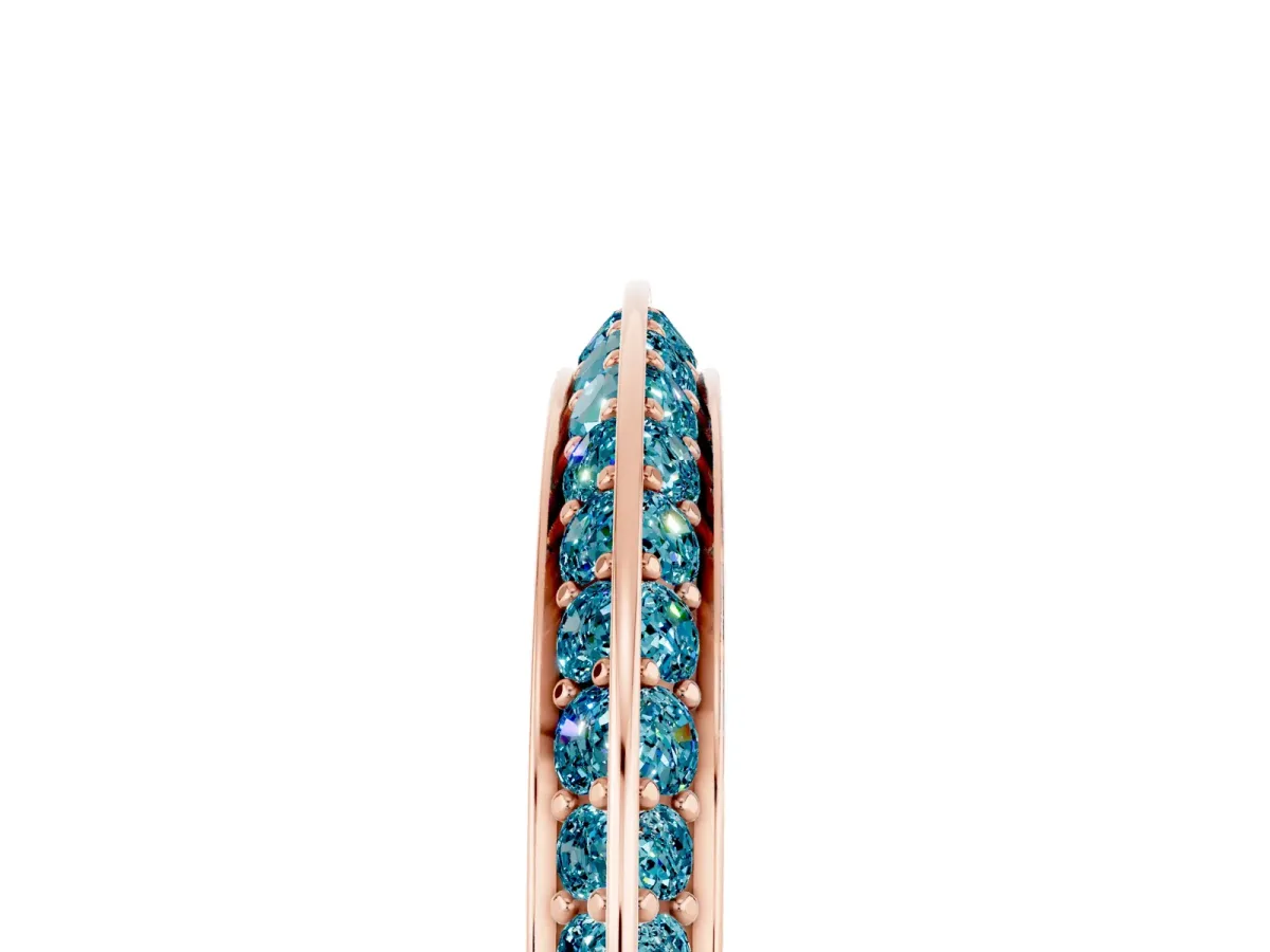 Double Row Pavé Round Blue Topaz Eternity Band with Channel Setting Rose gold