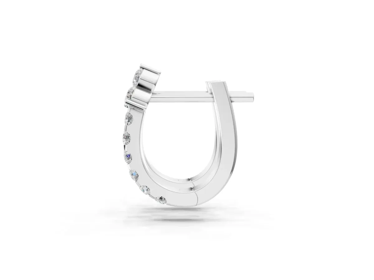 Round Cut Diamond Pavé Huggie Hoop Earrings Silver