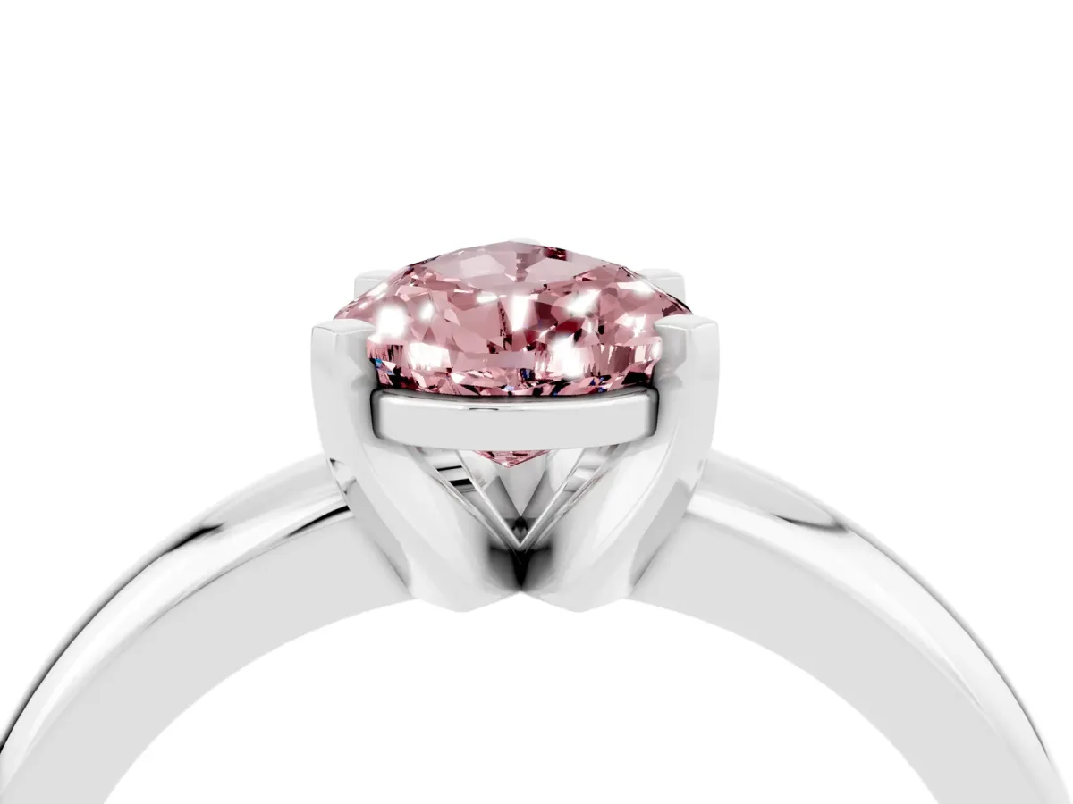 Round Pink Sapphire Leaf Eternity Band with Bezel Setting Silver