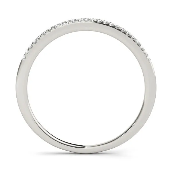 Round Diamond Pavé Set Slim Band with Shared Prong Setting White gold
