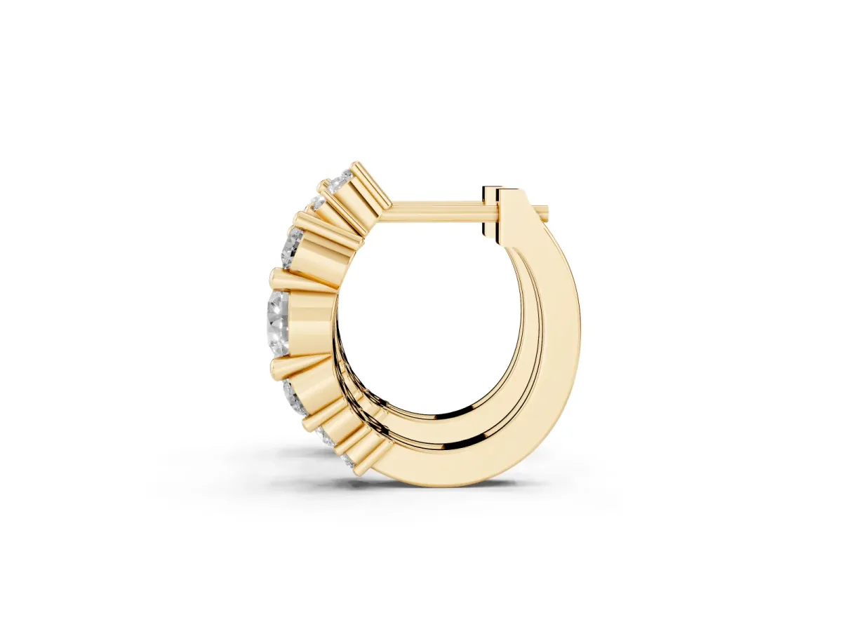 Round Diamond Hydrangea Bouquet Hoop Earrings with Diamond Accents Yellow gold