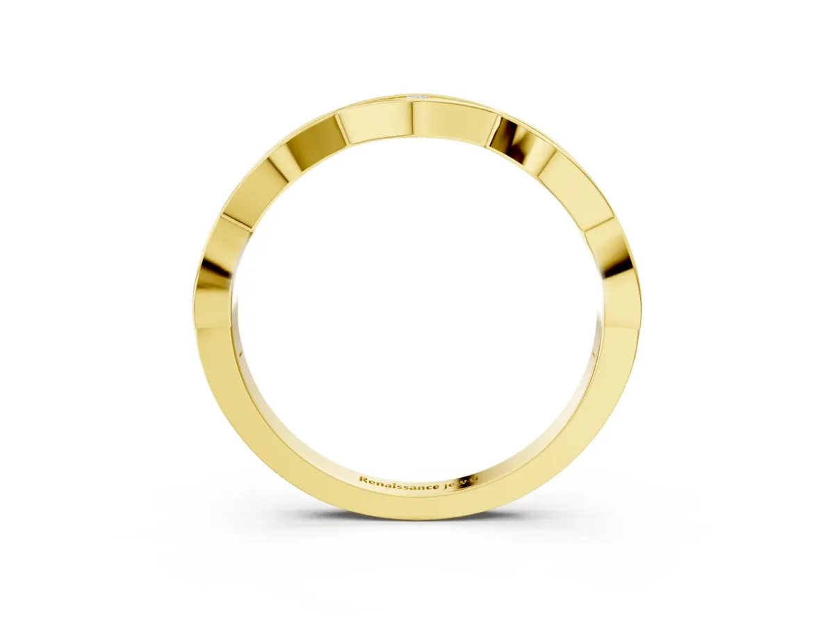 Round Diamond Scalloped Pavé Eternity Band Yellow gold