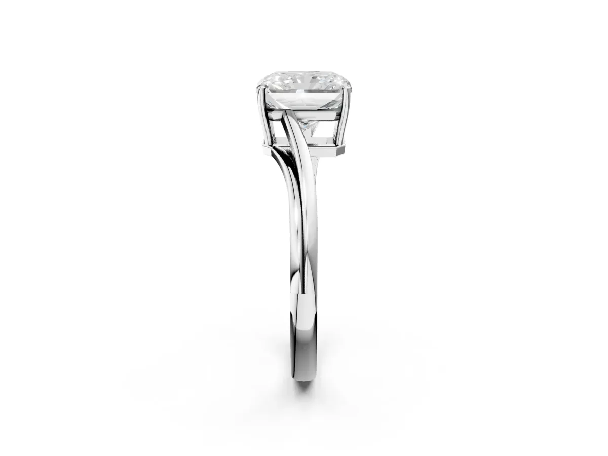 Radiant Cut Cut Solitaire Twist Band Ring with Four-Prong Setting Platinum