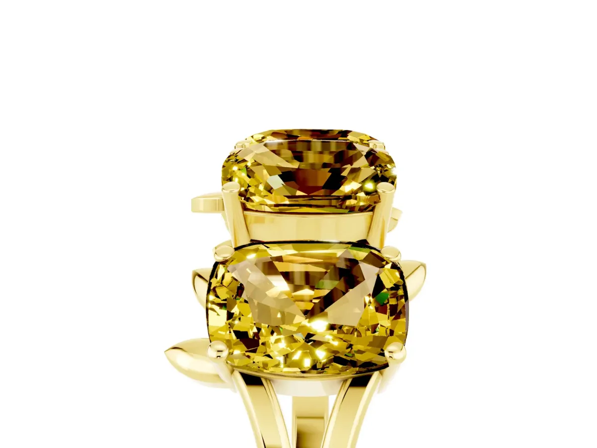 Emerald Cut Yellow Sapphire Prong-Set Half Eternity Band Yellow gold