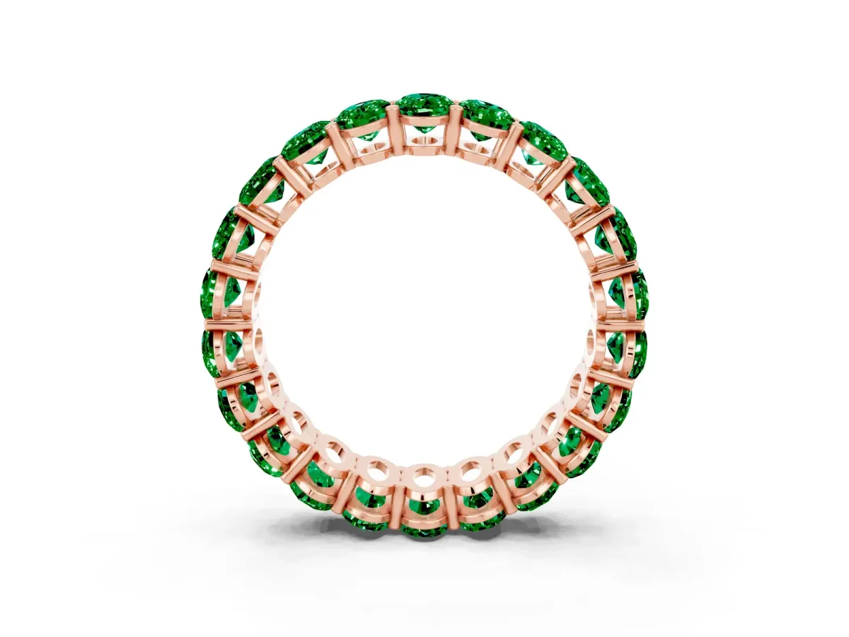 Oval Cut Emerald Eternity Band with Shared Prong Setting Rose gold