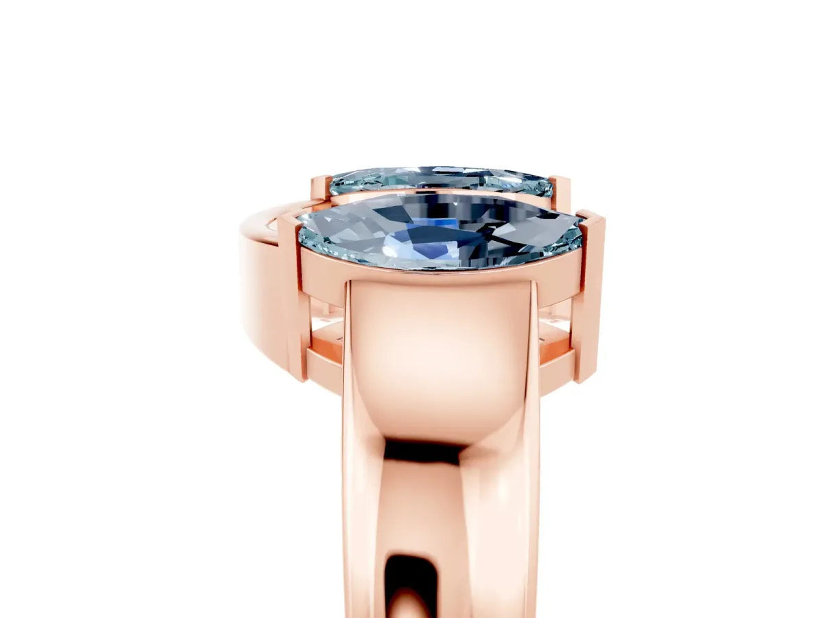 Marquise Aquamarine Open Band Ring with Tension Setting Rose gold