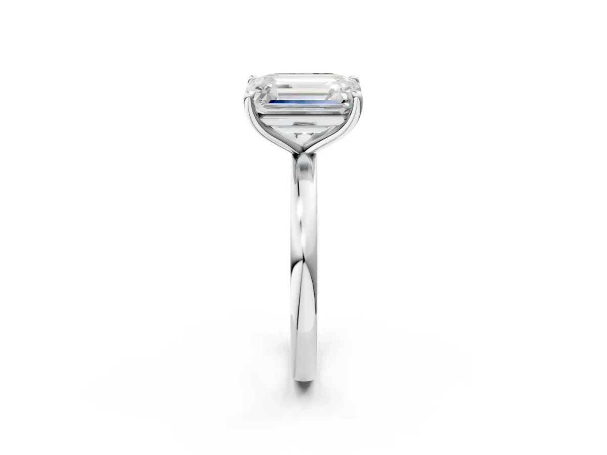 Fancy Green Radiant Cut and Emerald Cut Toi Moi Ring with Prong Setting White gold