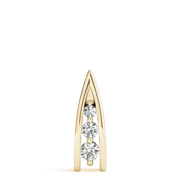 Channel Set Round Diamond Prong Pendant Yellow gold