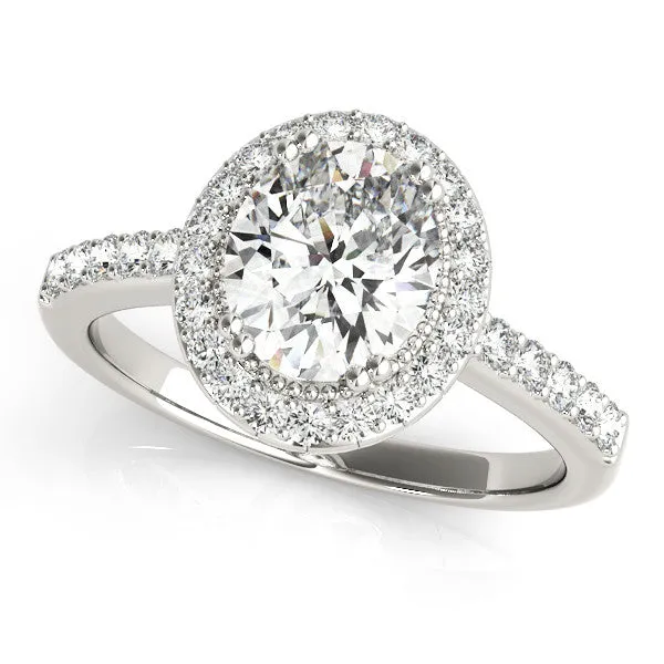Princess Cut Diamond Halo Ring with Pavé Band and Prong Setting Silver