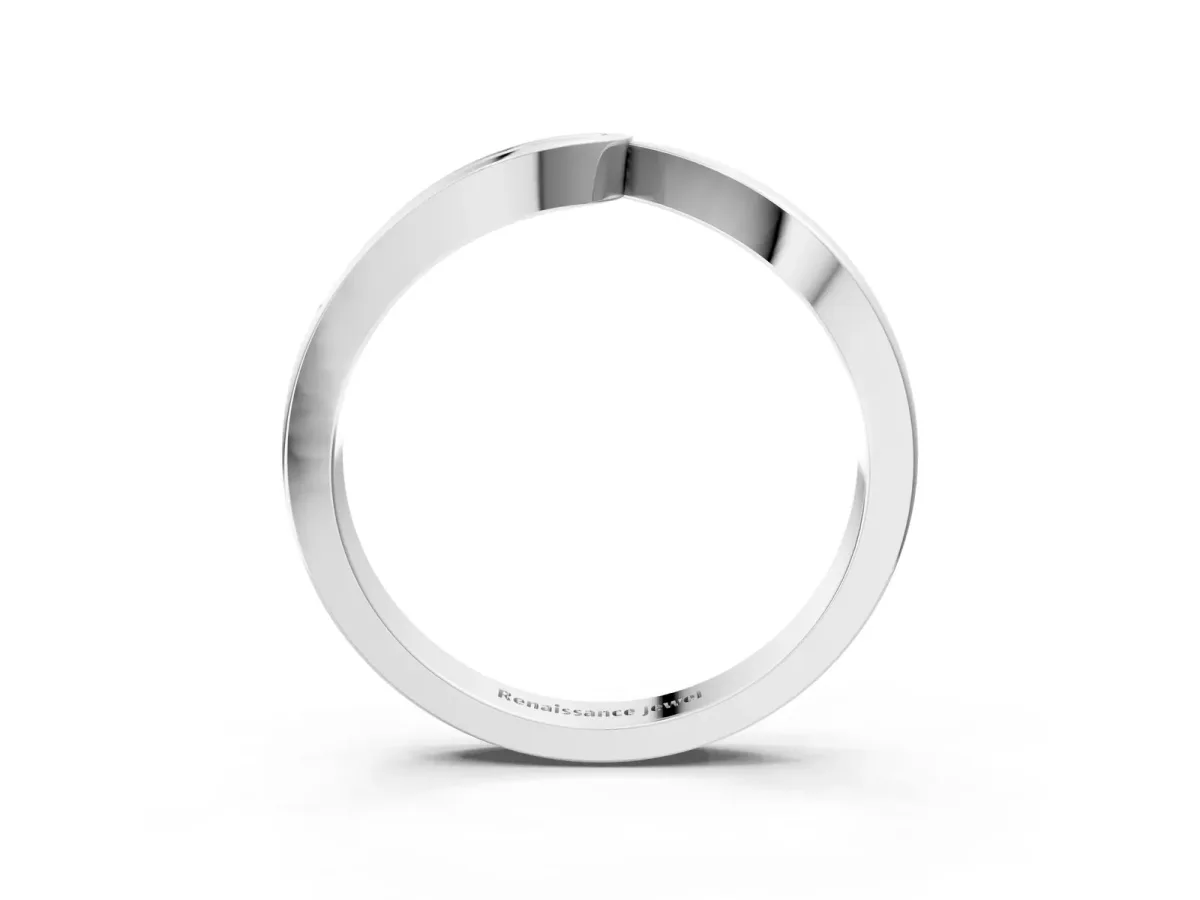 Channel Set Round Diamond Contour Band Silver