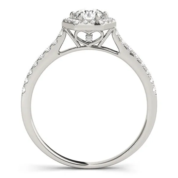 Hexagonal Halo Asscher Cut Diamond Pavé Band with Four-Prong Setting Platinum