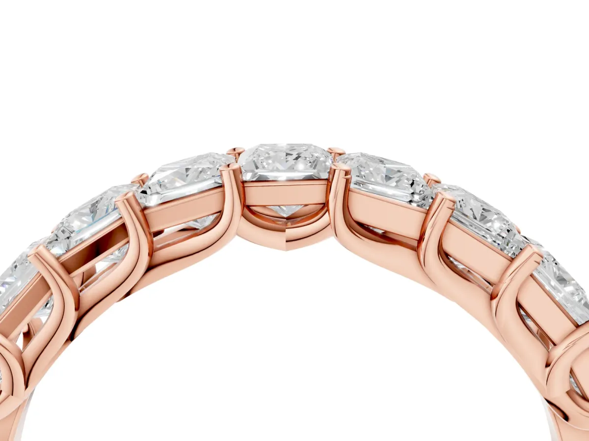 Princess Cut Diamond Channel-Set Eternity Band with Prong Setting Rose gold