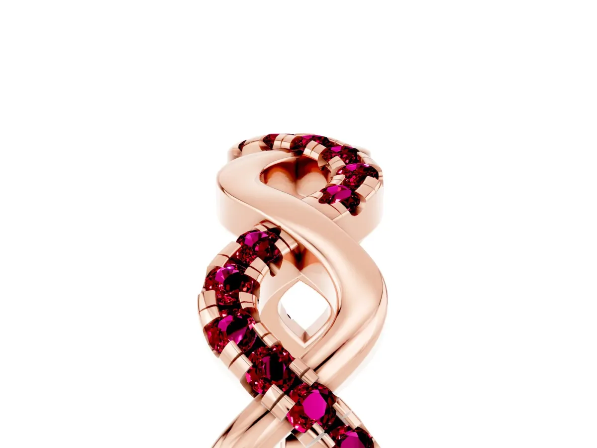 Twist Infinity Round Garnet Band with Pavé Setting Rose gold