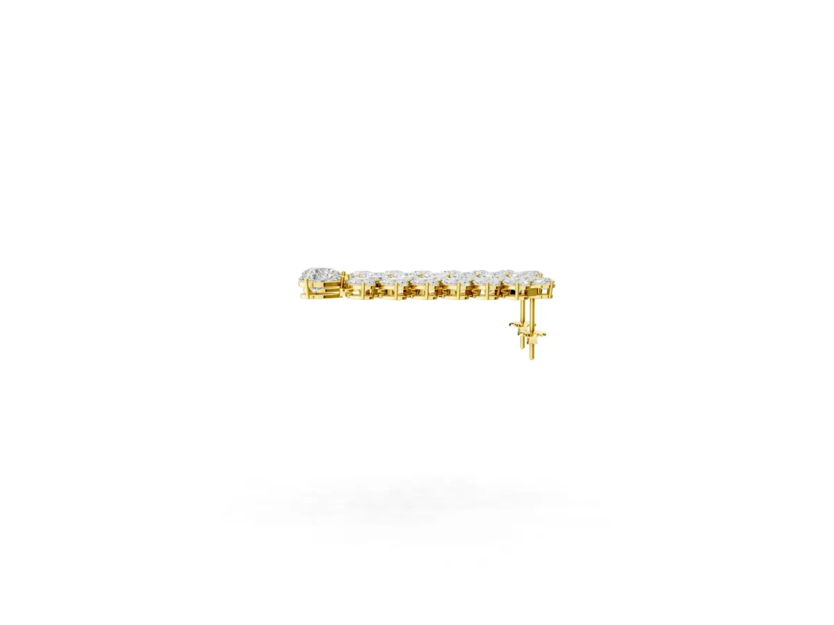 Pear Diamond Cascading Leaf Drop Earrings Yellow gold