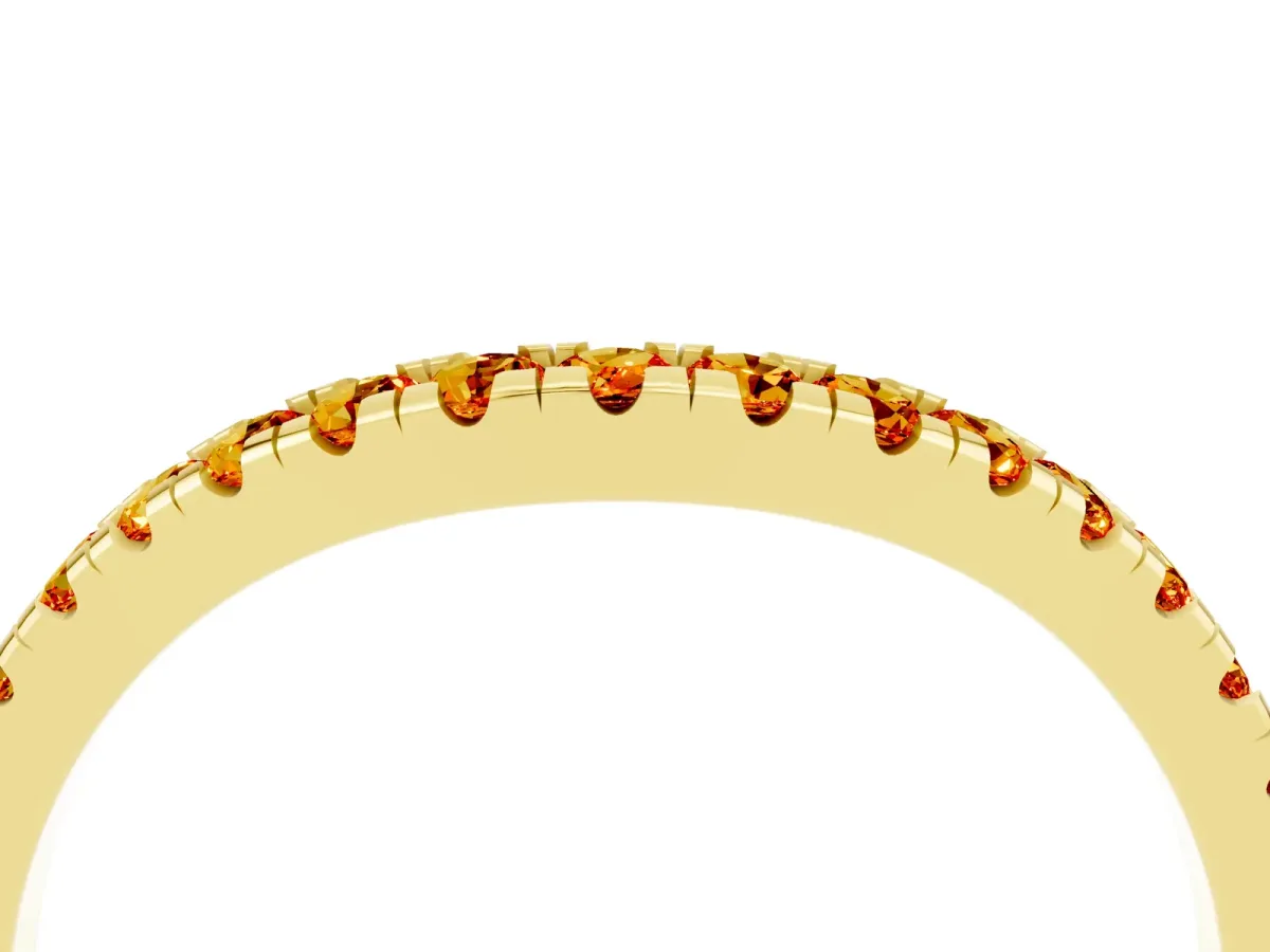 Citrine Pavé Curved Wedding Band Yellow gold