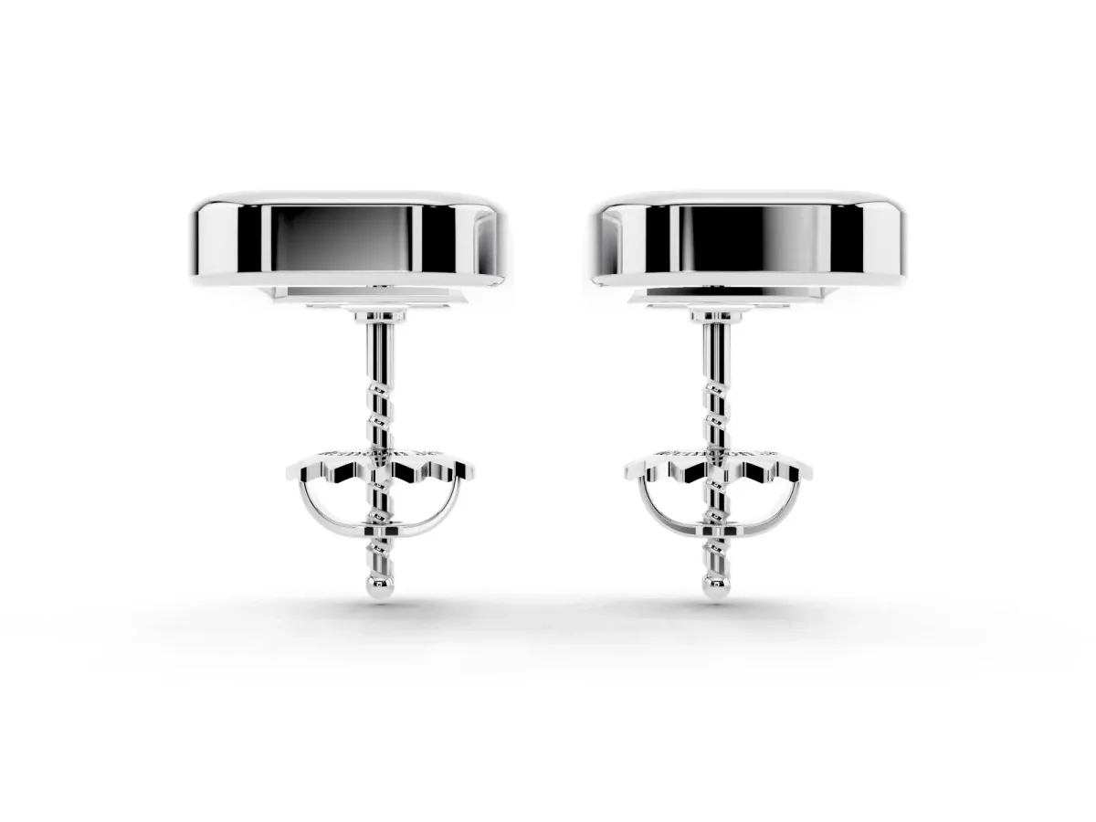 Emerald Diamond Open Frame Stud Earrings White gold