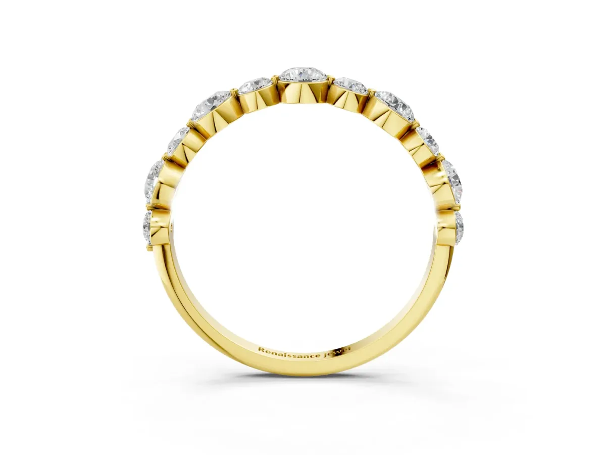 Round Diamond Scalloped Prong Set Eternity Band Yellow gold