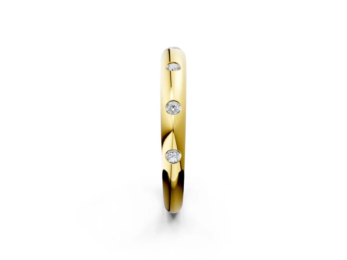 Bezel Set Round Diamond Comfort Fit Band Yellow gold