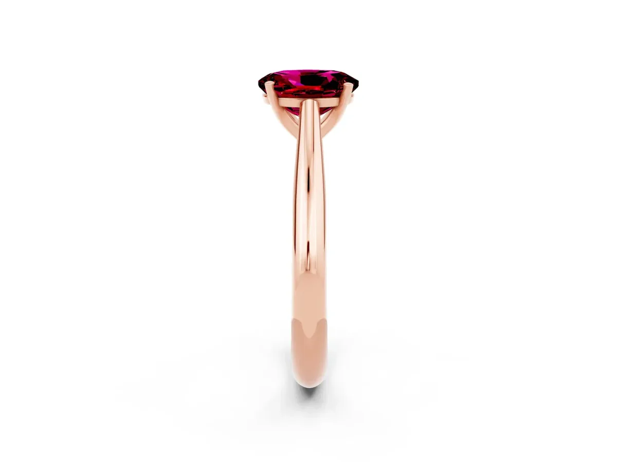 Oval Cut Garnet Solitaire Engagement Ring with Cathedral Setting and Four-Prong Mount Rose gold