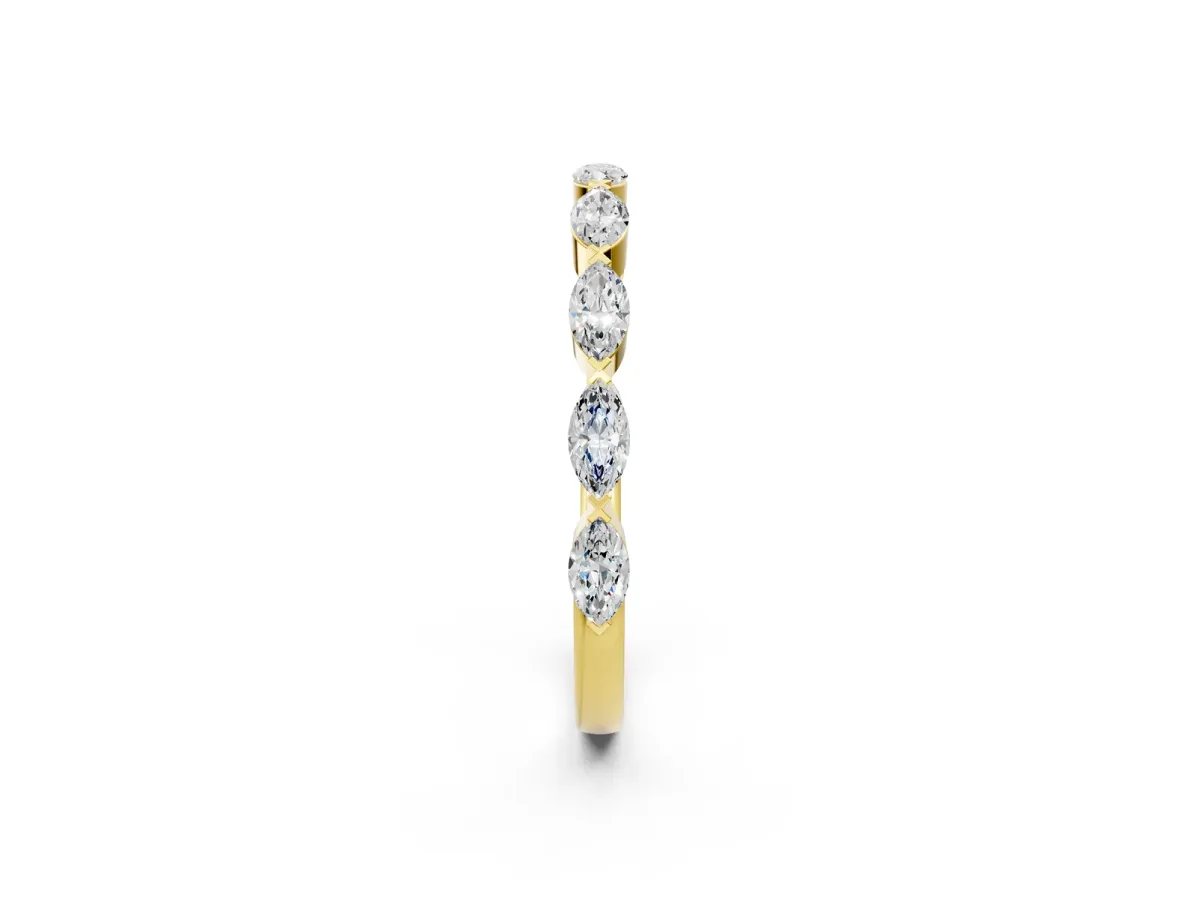 Marquise Diamond Eternity Band with Bezel Setting Yellow gold