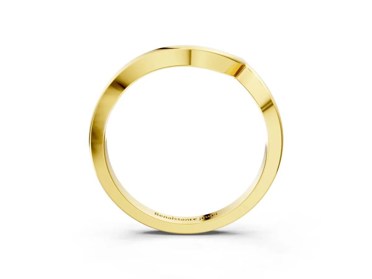 Chevron V-Shaped Contour Band Yellow gold